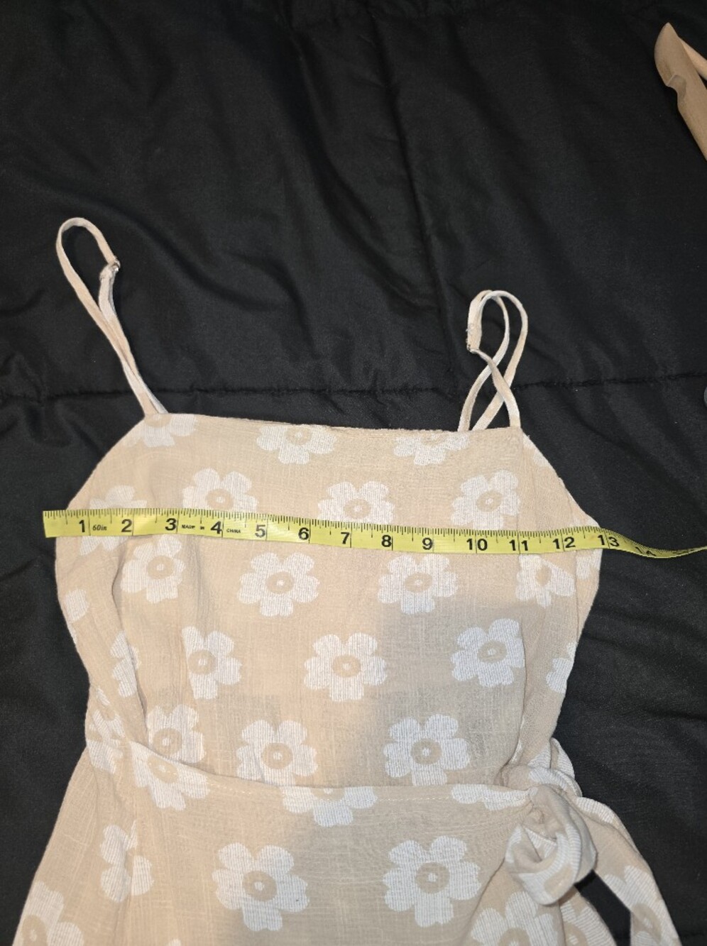Princess Polly Beige Floral Tie-Waist Mini Dress with Spaghetti Straps Size 2 - Picture 6 of 7